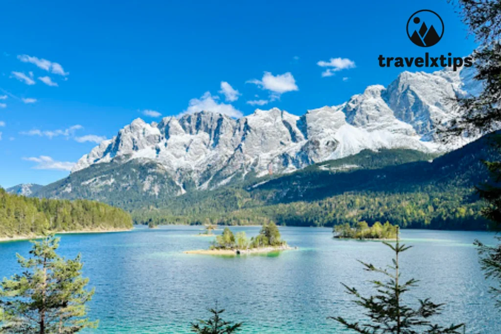 lake eibsee nestled in mountains